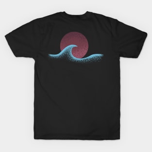 wave and sun textured design T-Shirt